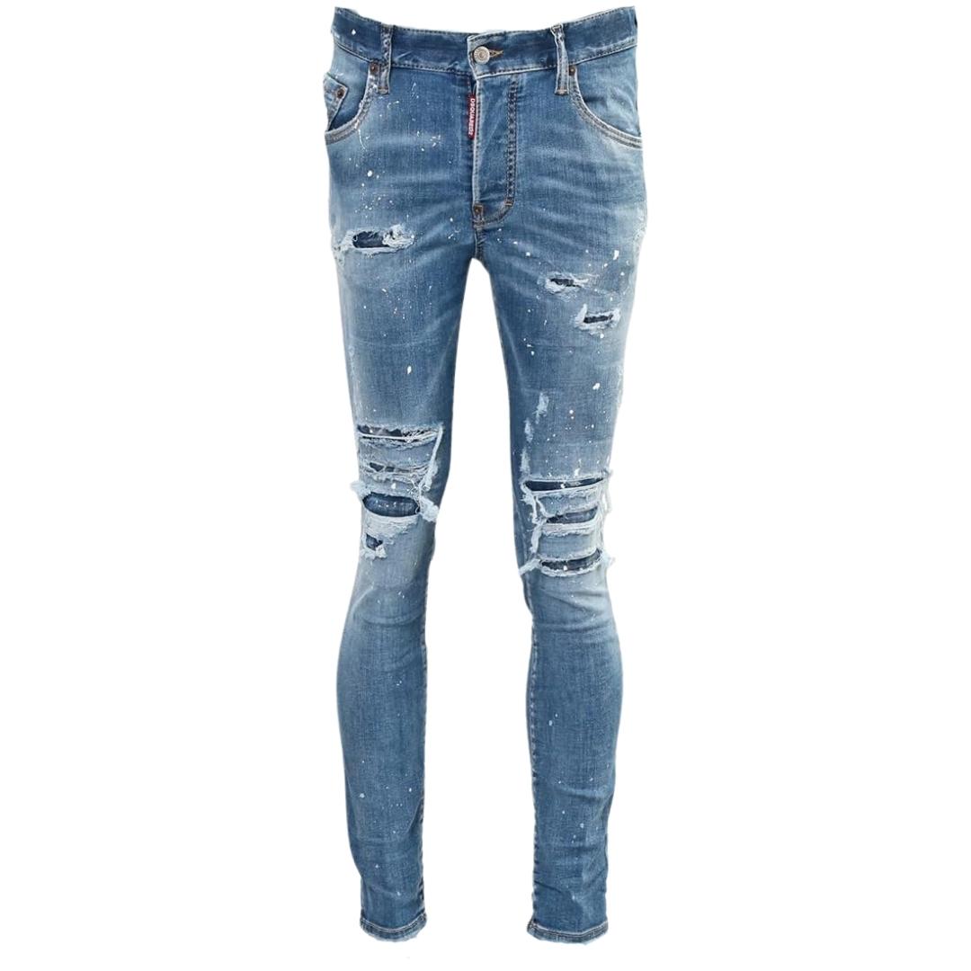 Dsquared2 Super Twinky Jean Paint Splash versterkte gescheurde spijkerbroek