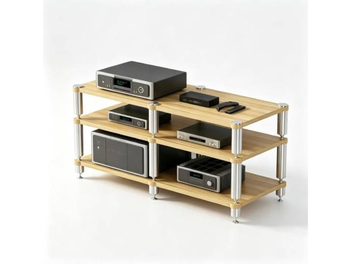 YHTCSXMD HiFi Rack, 2-4 Stufiges Audio Rack aus Holz Holzplatten und Aluminiumstützen, modular für Verstärker und Player, für Wohnzimmer und Audio-Bereiche