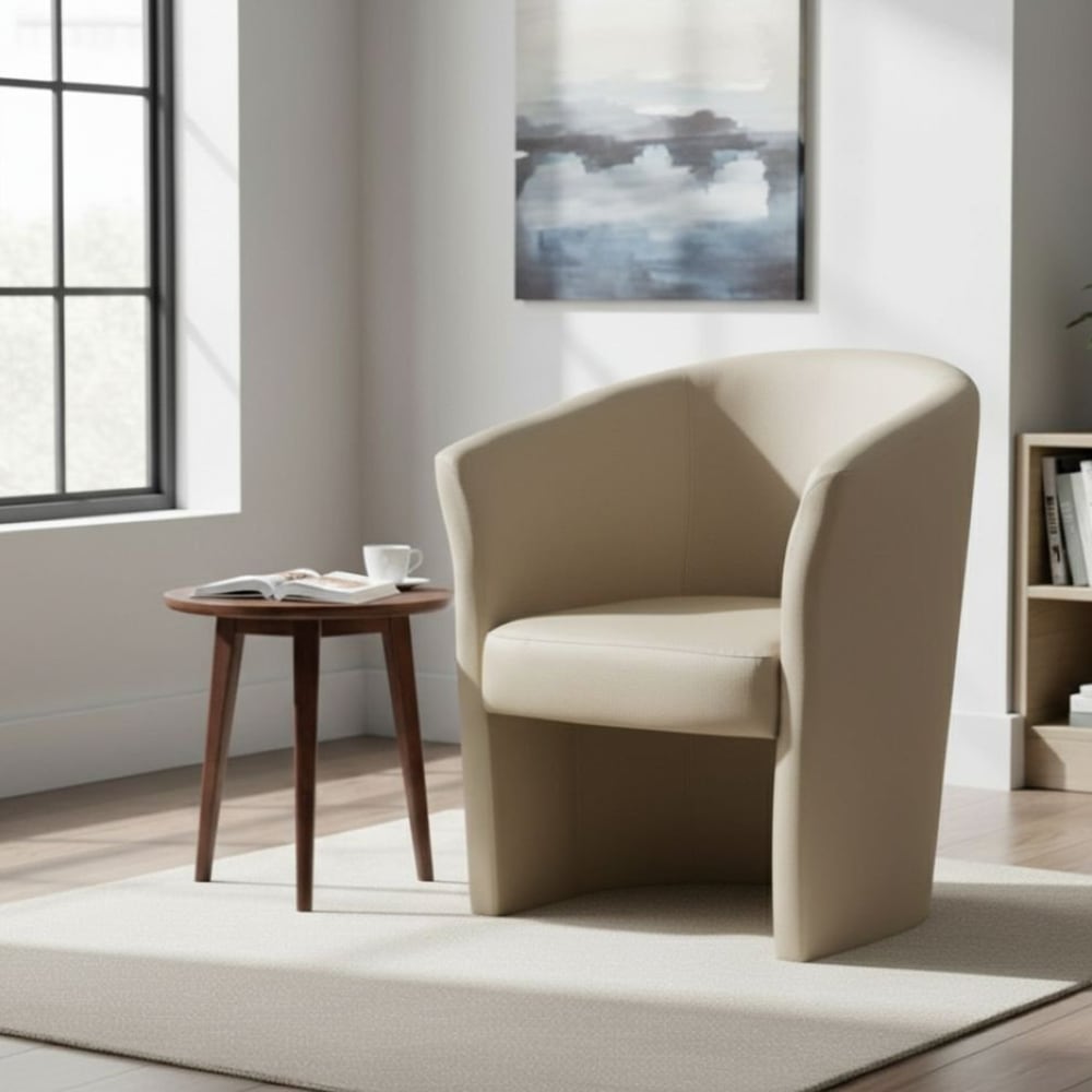 Dmora Fauteuil en similcuir beige 64x63 cm Beige 64x76x63cm