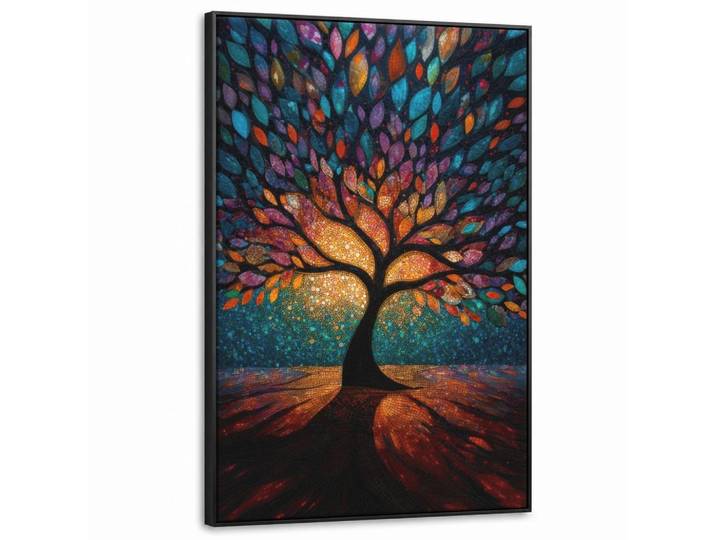 LEINWAND Bilder mit Rahmen - Mosaik - Bunt - Baum - Äste - 80x120
