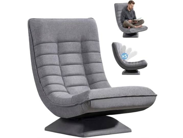 Ease Bodenstuhl mit Verstellbarer Rückenlehne, Sessel, Relaxsessel 360° drehbar, klappbar und mehrfach verstellbar, bequemer Bodensessel mit weicher Polsterung für Gaming, Lesen und Entspannen