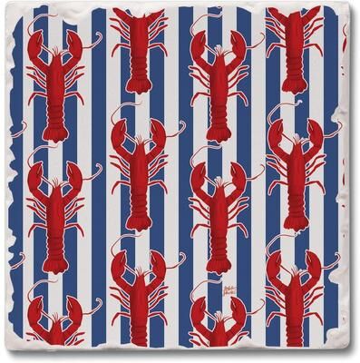 Thirstystone Lobster Stripe 4 Pack Tumbled Tile Coasters Manufactured in The USA - Multi