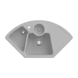 670802SM Solo Eck Steam Keramikspüle Excenterbetätigung Eckspüle 90 cm Unterschrank