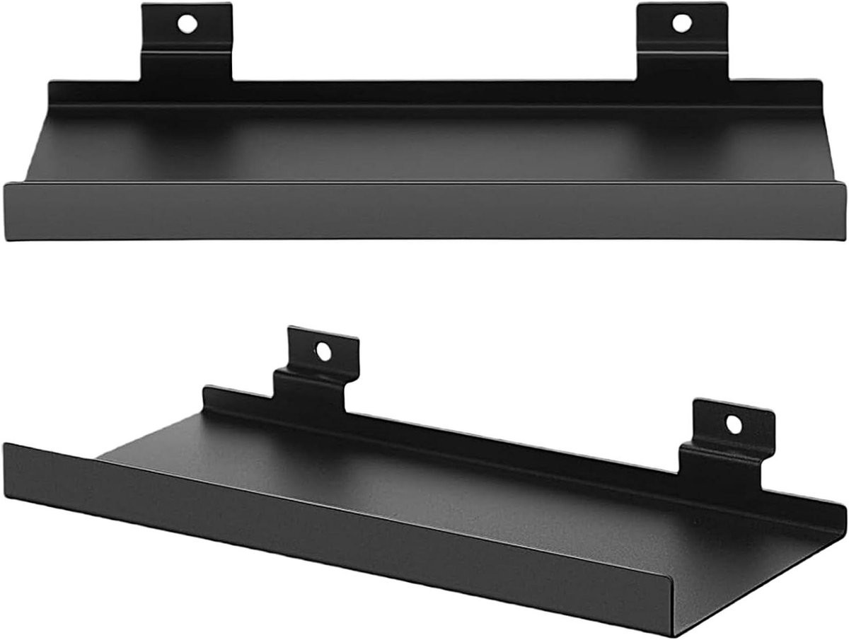 Set van 2 metalen wandplanken voor verticale opslag - Latte