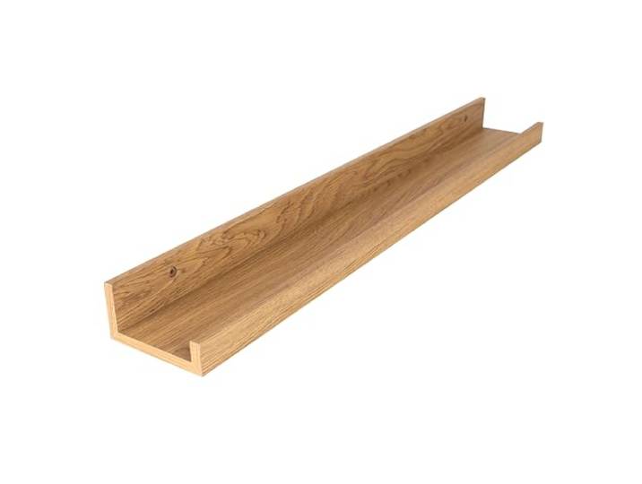 Queence Bilderleiste Board Galerieschiene Regalboard elegant und schlicht Gewürzregal Wandregal Schweberegal (Farbe: Eiche, 110x9 cm, 1)