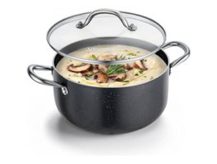 VEVOR Suppentopf aus Aluminiumlegierung 5,7 L Antihaftbeschichtet Kochtopf mit Glasdeckel, PFOA- und PFAS-frei, Kompatibel mit Gasherden Induktionsherden Elektroherden, Ideal für Suppen Eintöpfe Pasta
