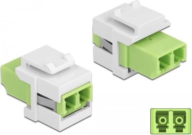 Delock Keystone module LC duplex naar LC duplex connector, lichtgroen/wit, plat