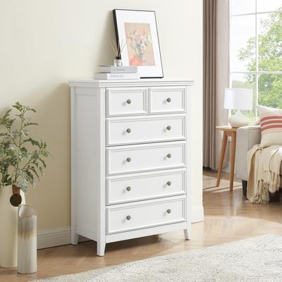 GDFStudio - Farmhouse Modern 6-Drawer Dresser Cabinet with Metal Slides and Vintage Handles