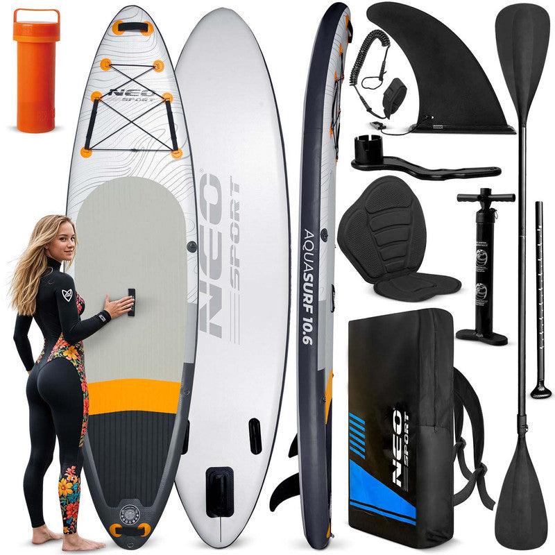 SUP-Board - Stand-Up-Paddle-Board - Aufblasbares Wassersportgerät - 320x84x15 cm - Mit Sitz und Paddel