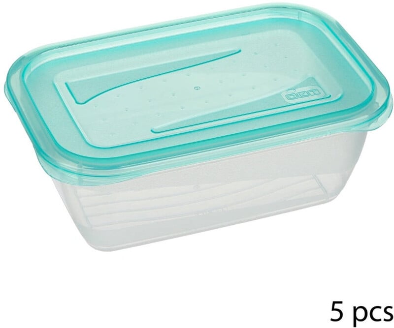 5five PE Voedselopslagdozen Set - 5 stuks, Transparant, 0,5 l
