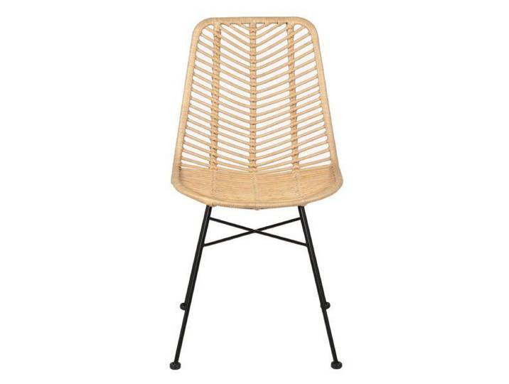Chaise repas en rotin et métal noir