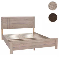 Queen Size Bett HWC-P44, Doppelbett Bettgestell mit Lattenrost, 160x200cm ~ Sonoma-Eiche-Optik