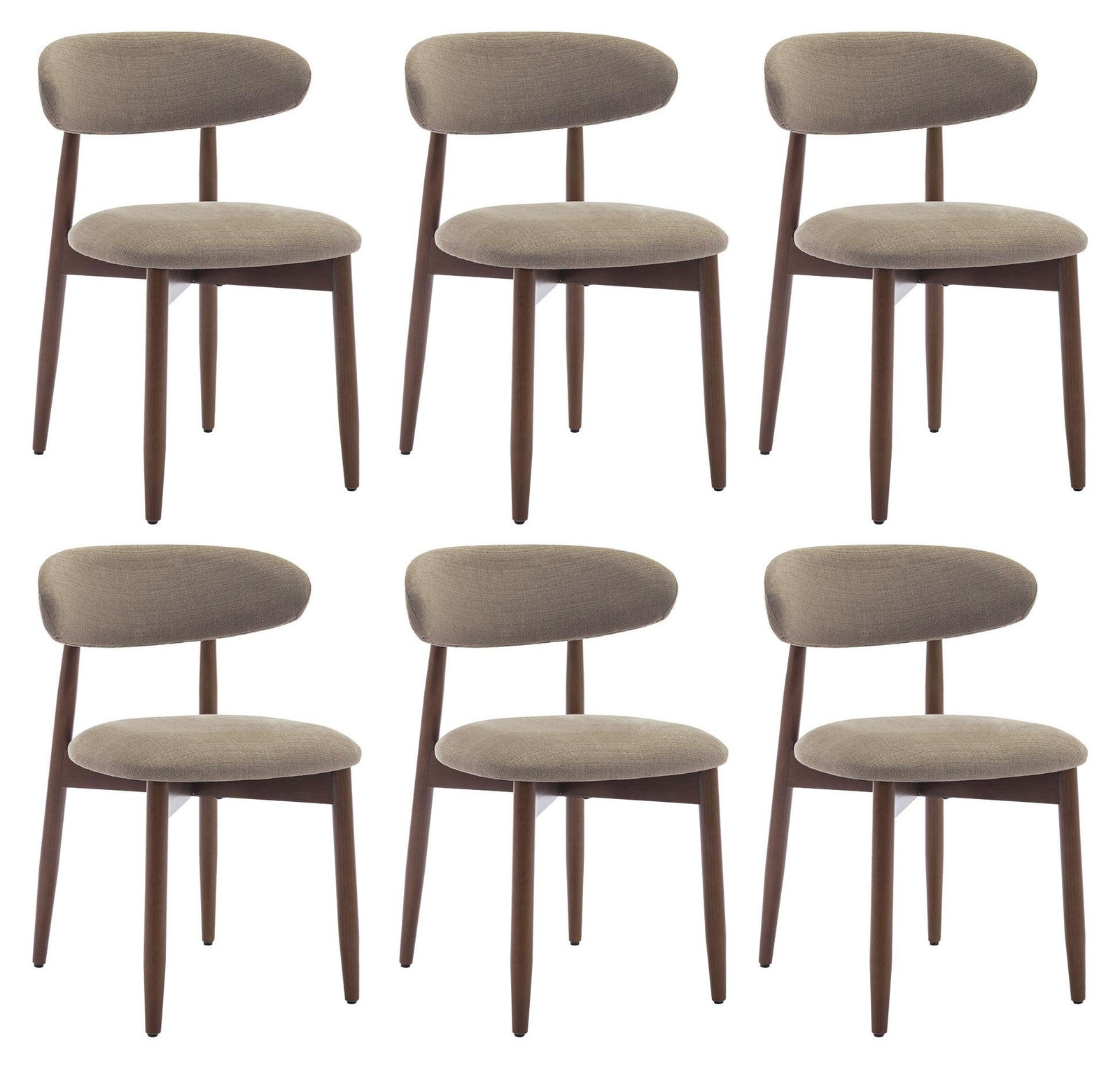 COLAMY Set van 6 eetkamerstoelen in Scandinavische stijl, kameelbruin