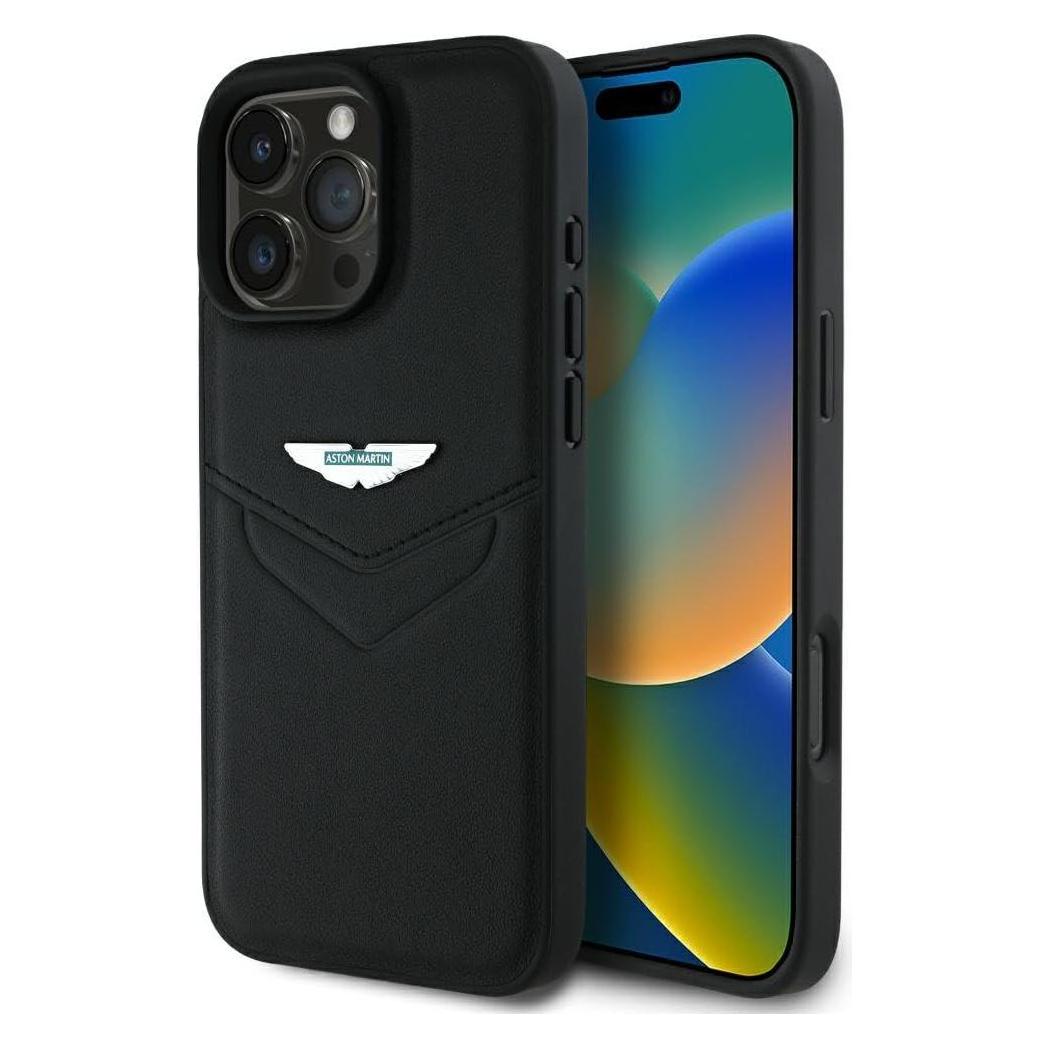 Aston Martin Case HC Leather Victory Design for iPhone 16 Pro Max black (Apple iPhone 16 Pro Max) (ASHCP16XPVIK)