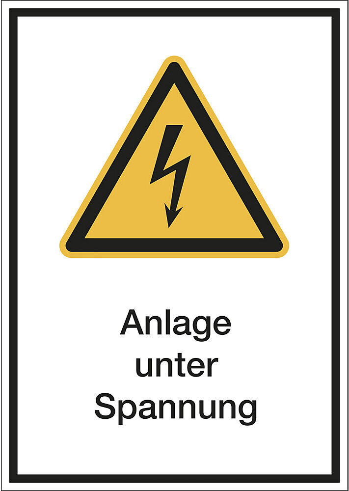 kaiserkraft Kombischilder mit Text für Warnkennzeichen, Anlage unter Spannung, VE 10 Stk, Kunststoff, LxH 210 x 297 mm