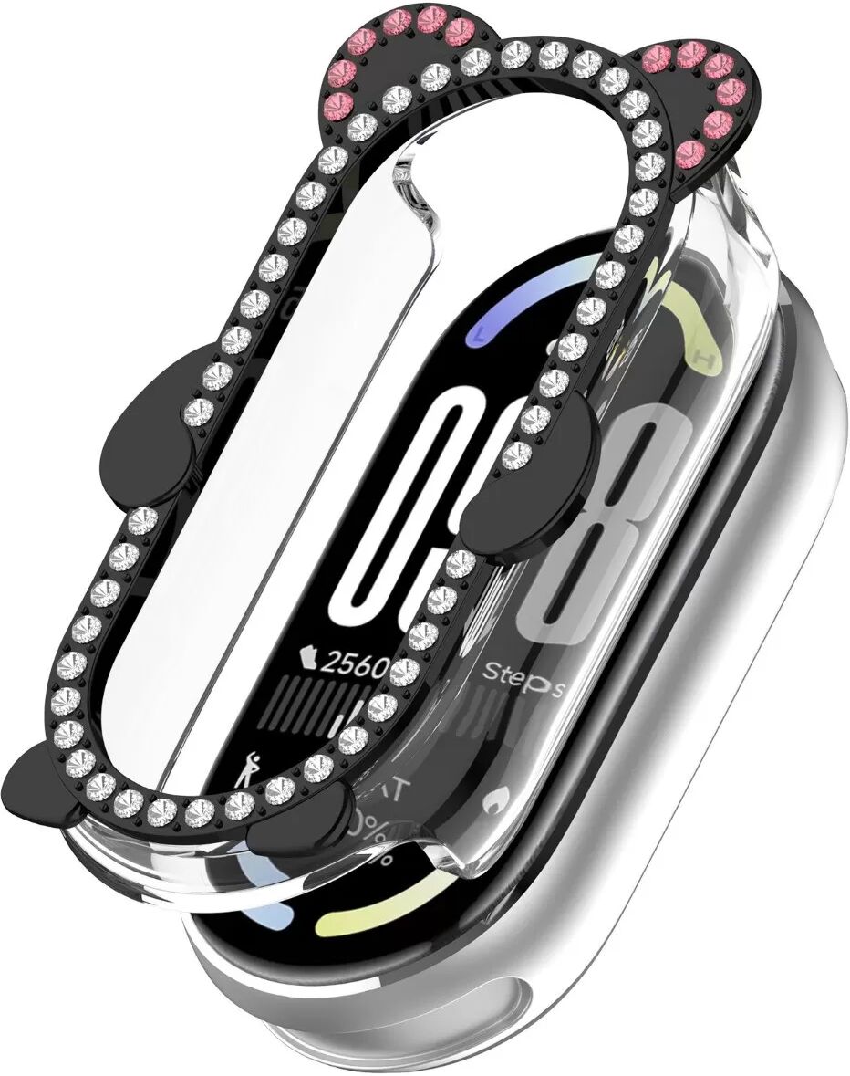 INF Bären-Strass Schutzhülle kompatibel mit Xiaomi Mi Band 8, Mi Band 8 NFC, Mi Band 9 Ceramic Edition, Mi Band 10 Ceramic Schwarz
