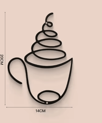 Inspire Curations Minimalist Black Metal Coffee Cup Wall Art Modern Kitchen & Cafe Decor a