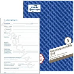 Avery, Formular, Verarbeitungsverzeichnis