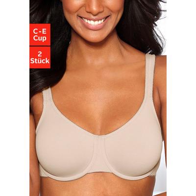 Minimizer-BH, Damen, Gr. 75, Cup D, rosa (puder, weiß), Jersey, Obermaterial: 93% Baumwolle, 7% Elasthan, PETITE FLEUR BY LASCANA, BHs BH Minimizer-BH BH-Set Bügel-BH T-Shirt-BH, Bügel, Baumwoll-Qualität, – ideal für große Größen