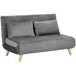 STILVORA Schlafsofa 2-Sitzer 130x78x79cm Bettfunktion Klappsofa 6-fach verstellbare Rückenlehne Stahlrahmen Kautschukholz Wohnzimmer Gästezimmer Grau