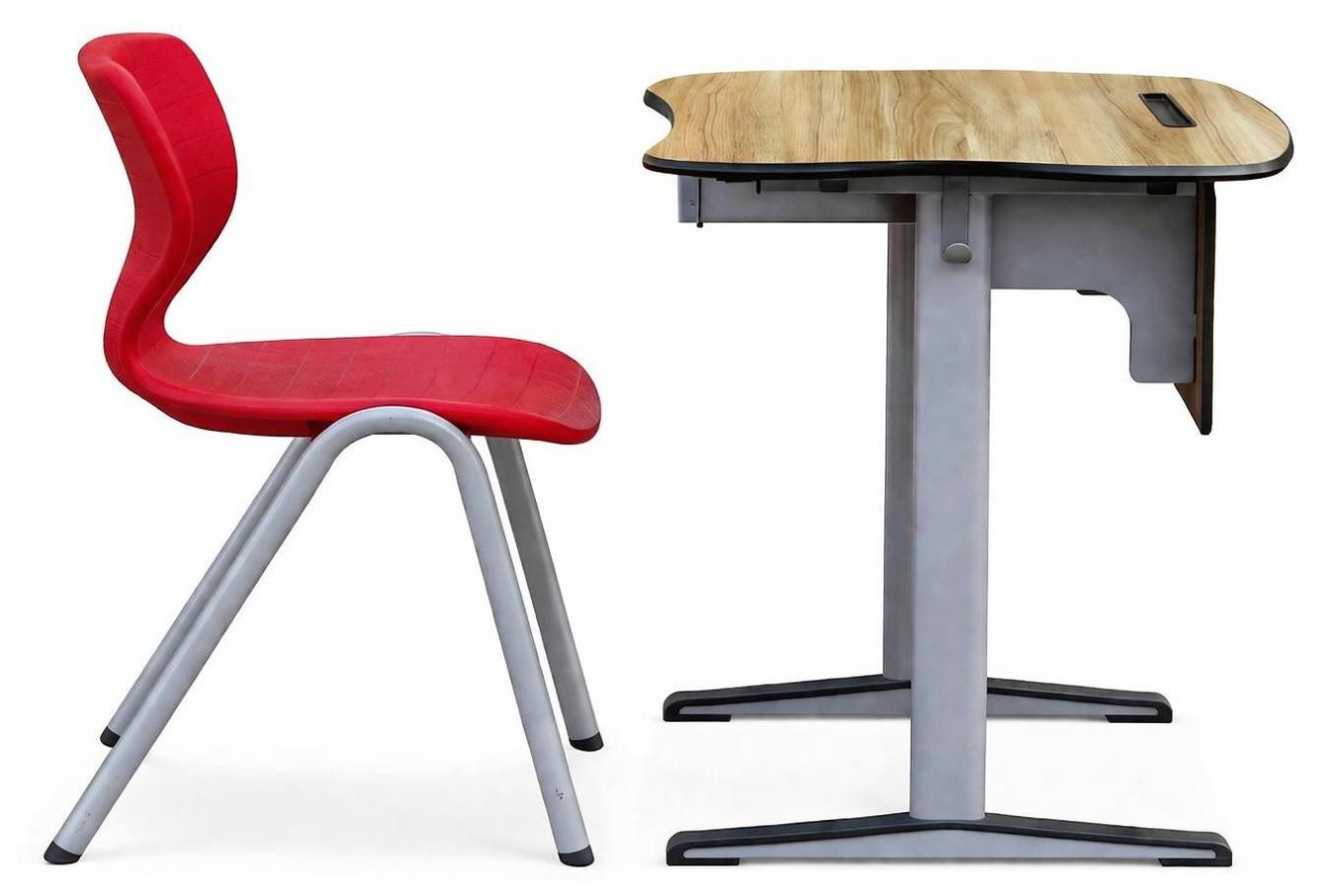 JVmoebel Ergonomische schoolbank met moderne stoelset in houtlook design