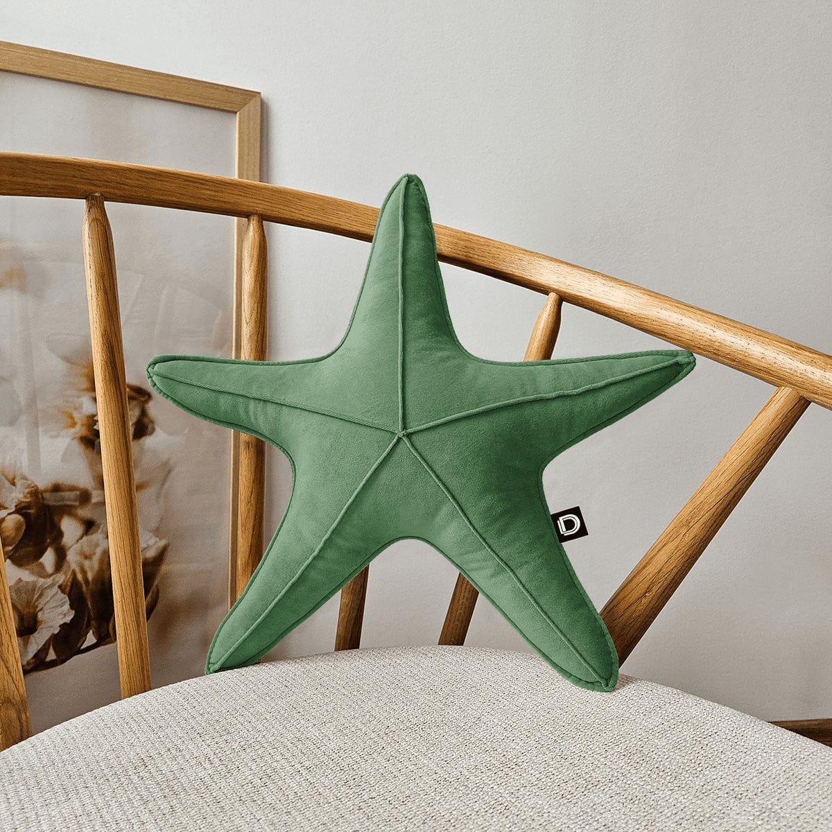 Decordruk VELVET Sierkussen Stervorm Groen