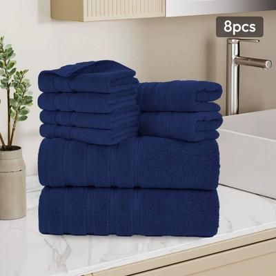 JML 8 Piece Cotton Bath Towel Set,Highly Absorbant Towels,2 Bath Towels,2 Hand Towels and 4 Washcloths