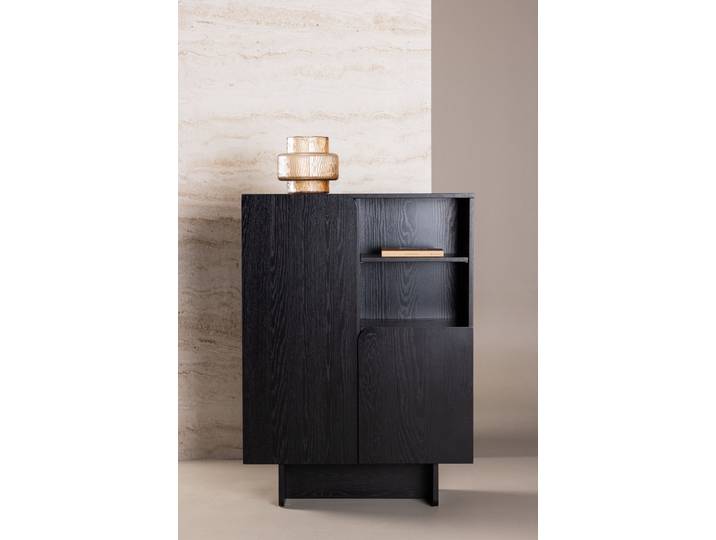 Stauraumschrank VENTURE HOME Tyresö, Stauraumschrank, Höhe 110 cm , schwarz, B:80cm H:110cm T:30cm, MDF, Schränke, Stauraumschrank, Stauraumschrank, Lackierung, kultiviert, modern, vielseitig