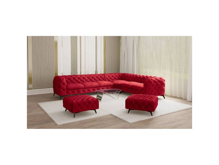 Polsterhocker I 80cm Rot Samt Ravi: Rot