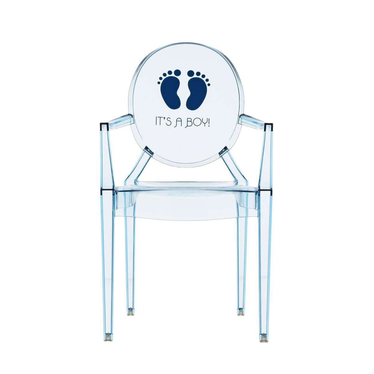 Kartell Lou Lou Ghost Kinderstuhl Special Edition (eisblau transparent / Dekor I... eisblau transparent / Dekor It's a boy G285577