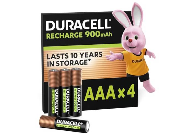 DURACELL AAA Oplaadbare Batterijen, 4 Stuks, 1.2V, 900 mAh NiMH