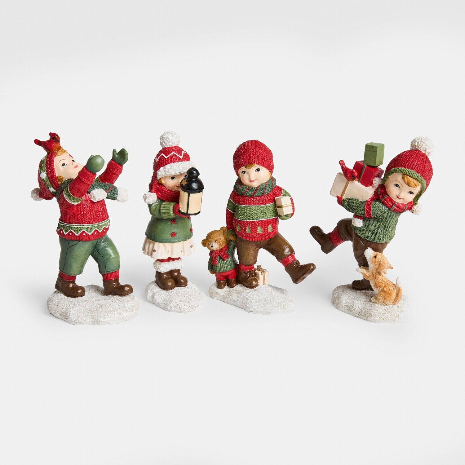 LOBERON Irenja Decoratieve Kerstfiguren Set van 4 met Bont
