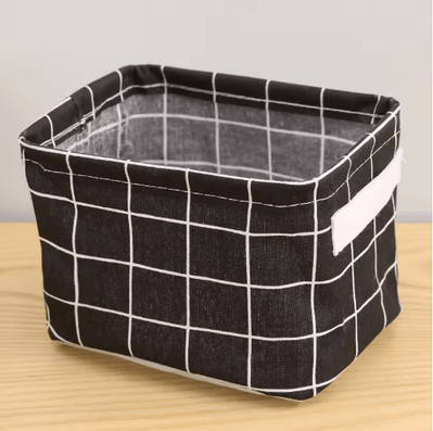 Inspire Picks Cotton And Hemp Storage Basket With Handles Printed Tabletop Organizer black