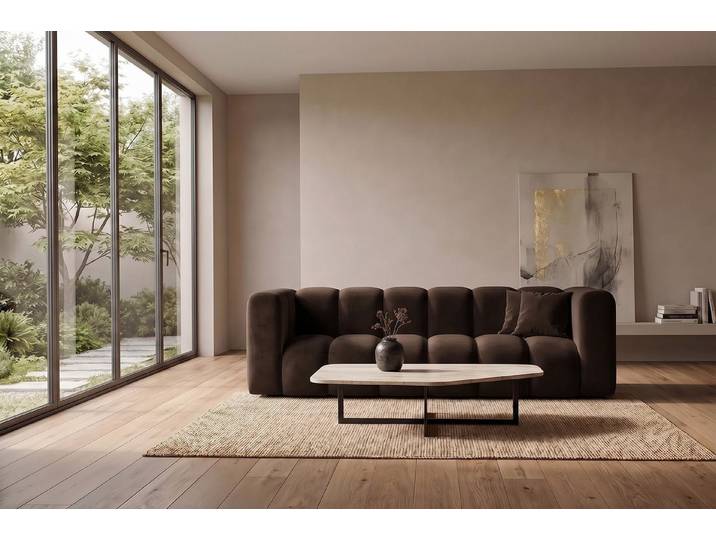 Kaiser Möbel Sofa Modulares 3-Sitzer GRAND im Velvet-Stoff Riviera, Sofa, modulares Design, vertikale Unterteilungen