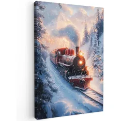 LEINWANDBILD Weihnachtszug - Schnee - Winter - Weihnachten Wanddeko Schlafzimmer 60x90 cm
