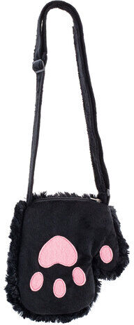 buttinette Tasche "Katzenpfote", schwarz/rosa