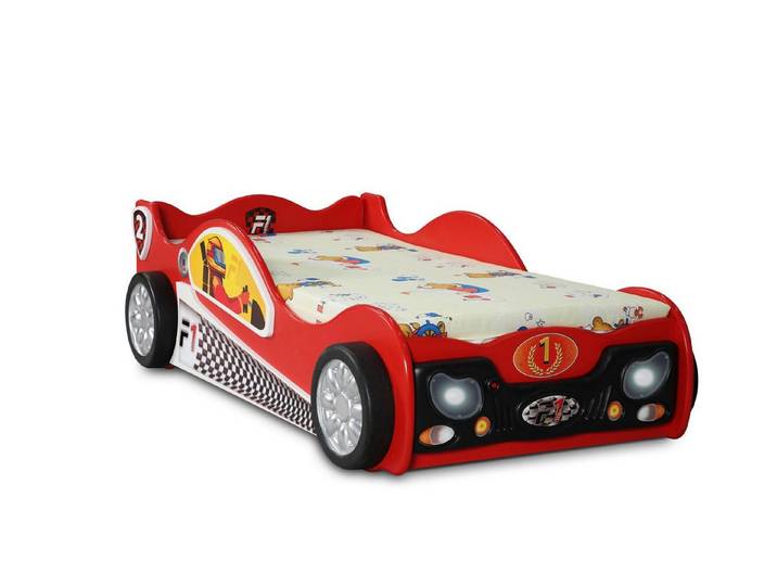 JVmoebel Kinderbett Fantasievolles Kinderbett im roten Auto-Design mit Matratze (1-tlg., Bett), Made in Europa