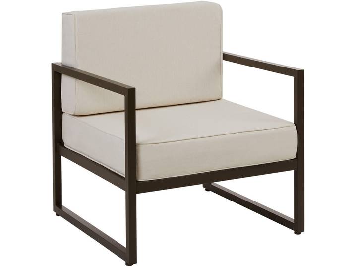 tectake Loungesessel Comosa für Garten, 74 x 78 x 85 cm, braun/beige, Braun, Beige, 74x85x78 cm, Gartenmöbel, Loungemöbel, Loungesessel