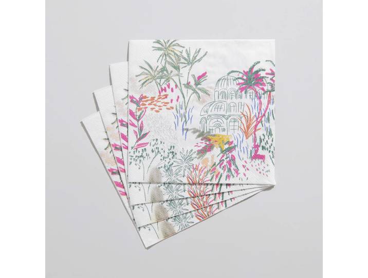 Mehrfarbige Papierservietten mit Pflanzenmuster (x20)