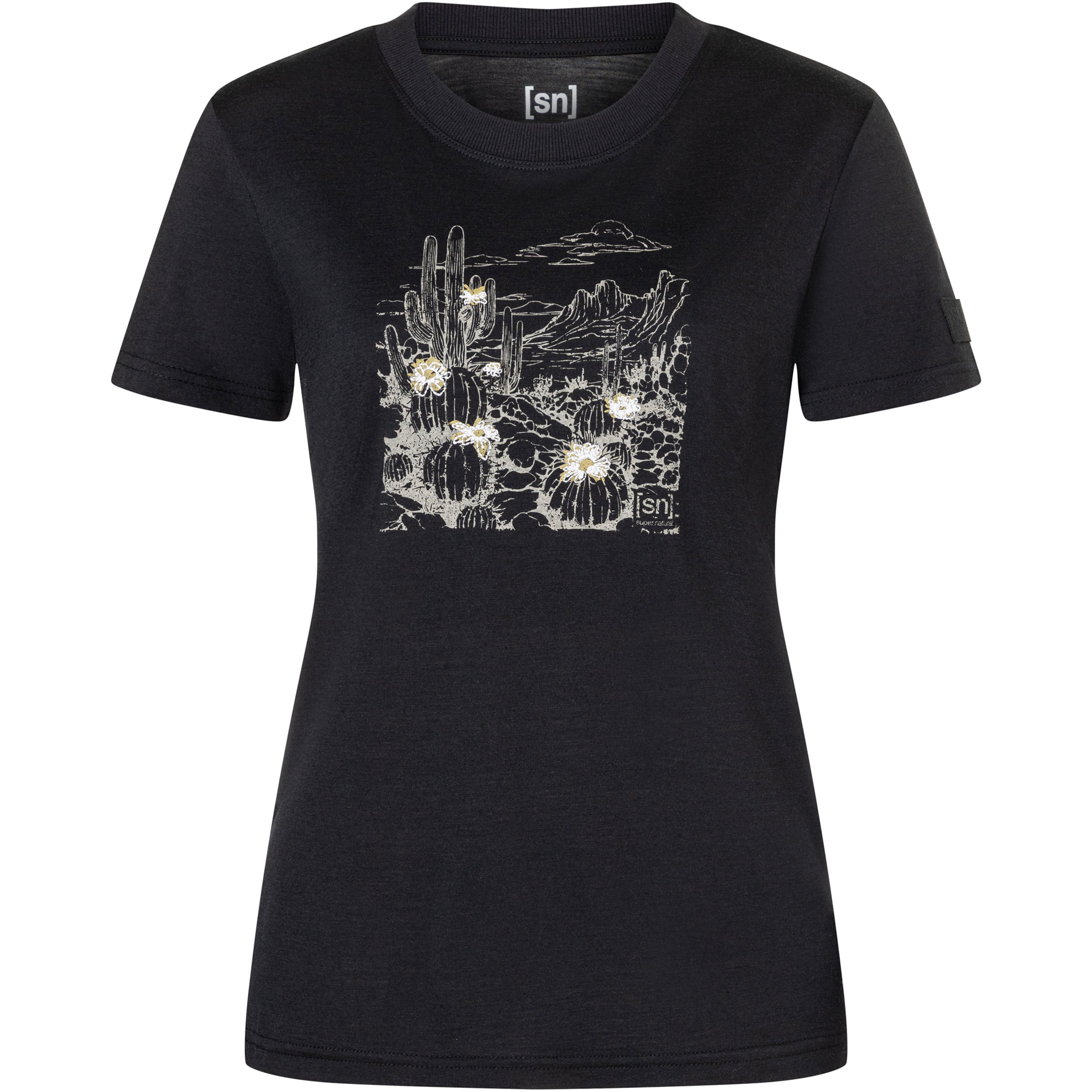 Super.Natural Cactus World J Damen T-Shirts schwarz Größe M Lifestyle Hautfreundlich Merinowolle