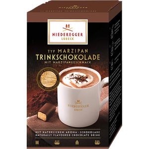 Niederegger Kakao Typ Trinkschokolade Marzipan, Pulver, 22% Kakaogehalt, 10 Portionsbeutel