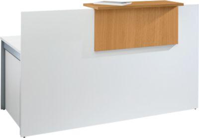 Empfangstheke Come-In, 1 Ablage, gerade, Breite 1600 mm, weiß/Buche-Dekor