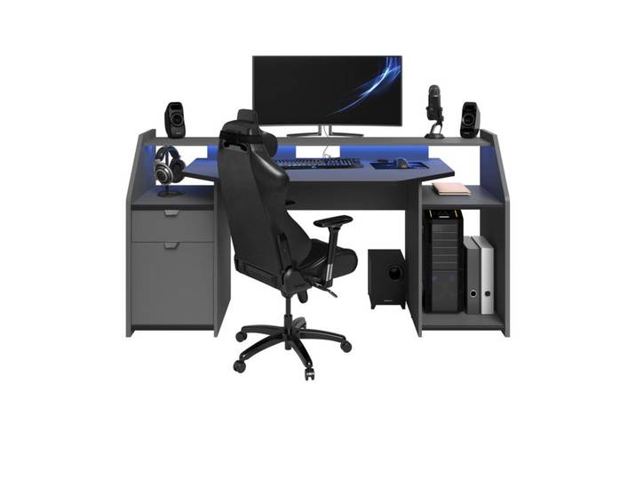 Bureau gamer LED DARKUSS gris noir