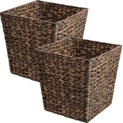 happimess Theo Farmhouse Handwoven Water Hyacinth 4.8-Gallon Tapered Square Wicker Watebasket (Set of 2)