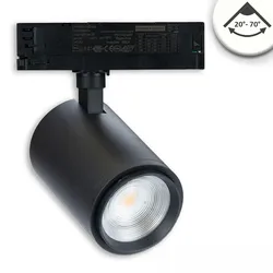ISOLED 3-Phasen LED Schienen-Strahler, 42W, fokussierbar 20°-70°, CRI92, DALI dimmbar, schwenkbar, 4000K, schwarz matt ISO-116112