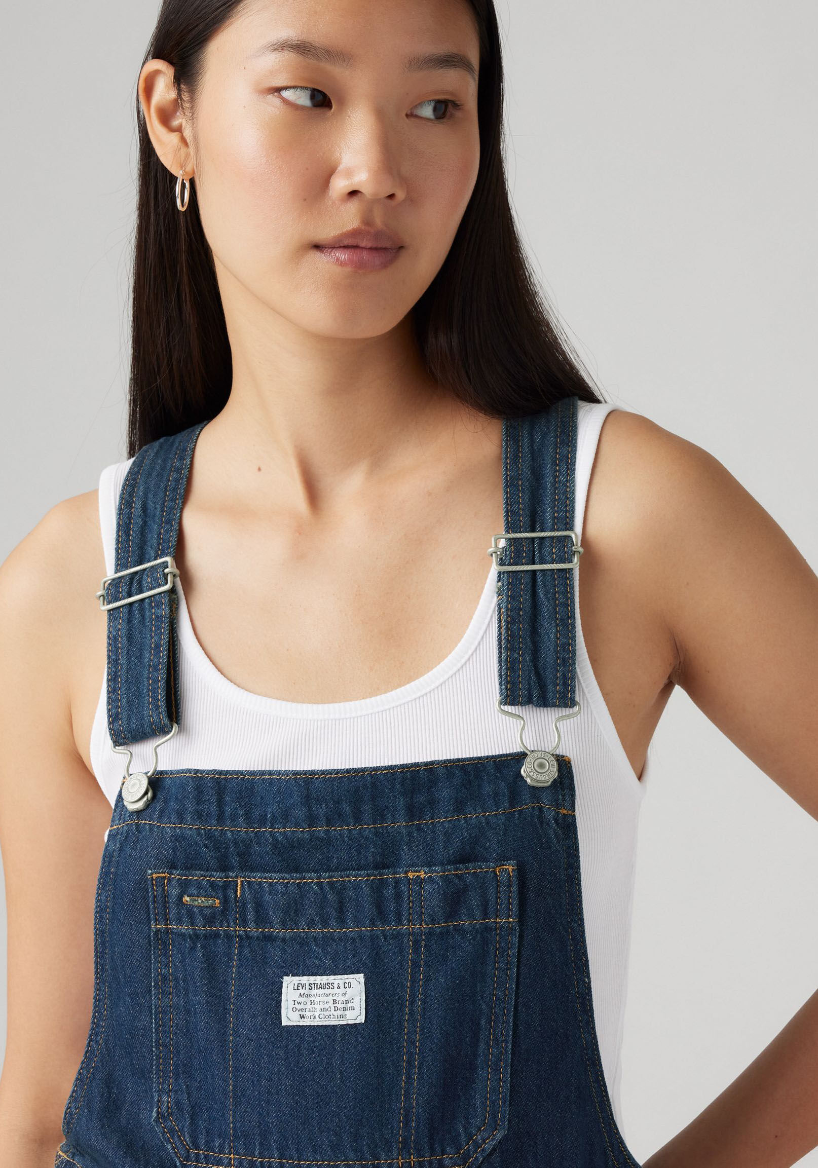 Overall LEVI'S "XL OVERALL", Damen, Gr. L (40), N-Gr, blau (square circle), Web, Obermaterial: 100% Baumwolle, unifarben, regular fit knöchellang, Overalls Overall, mit Taschen square circle L (40), N-Gr