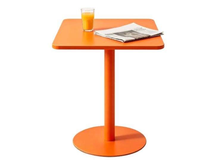 Yopappol Orangefarbener, Quadratischer Mehrzweck-Einzeltisch, Schmutzabweisender Beistelltisch Mit Runder Basis, Vielseitige Akzenttische Für Schlafzimmer, Wohnzimmer, Café, Balkon(48x48x72cm)