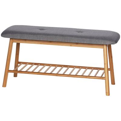 Schuhbank WENKO "Bahari", braun (bank: braun, polster: grau), B:90cm H:45cm T:34cm, Bambus, Polyester, Polyurethan, Sitzbänke, Schuhbank, BxTxH: 90x34x45 cm, aus Bambus
