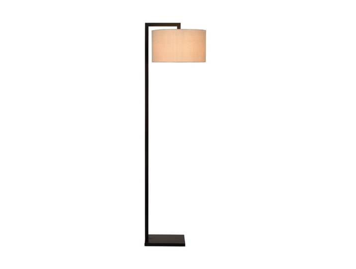 Lampadaire avec abat-jour en lin, noir, 158 cm