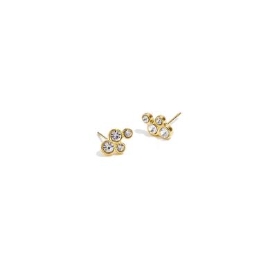 Paar Ohrstecker ADELIA´S "LIVAYA", Damen, Gr. Damen, Edelstahl, gold (goldfarben), Ohrringe, Trendig mit vier runden Strasssteinen gestaltet